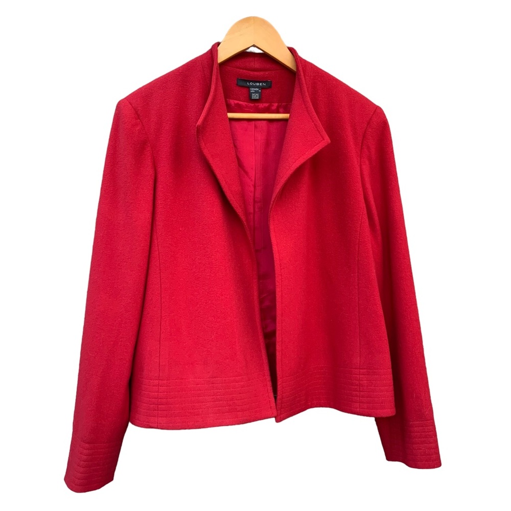 Louben Women’s Red Wool & Cashmere Blend Blazer Size 14